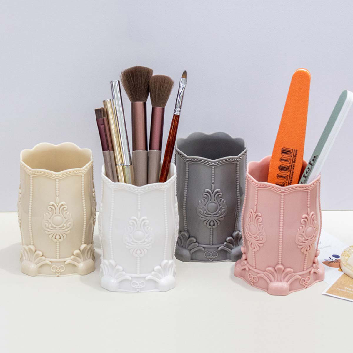 Case With Pencil Holder - Creative Makeup Brush/Pen Holder Fashion Desktop