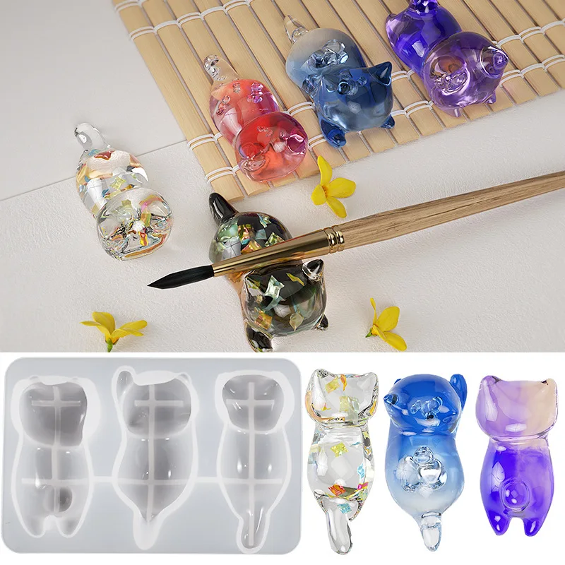 3D Cat Crystal Epoxy Resin Mol - Case With Pencil Holder ulasan dan harga