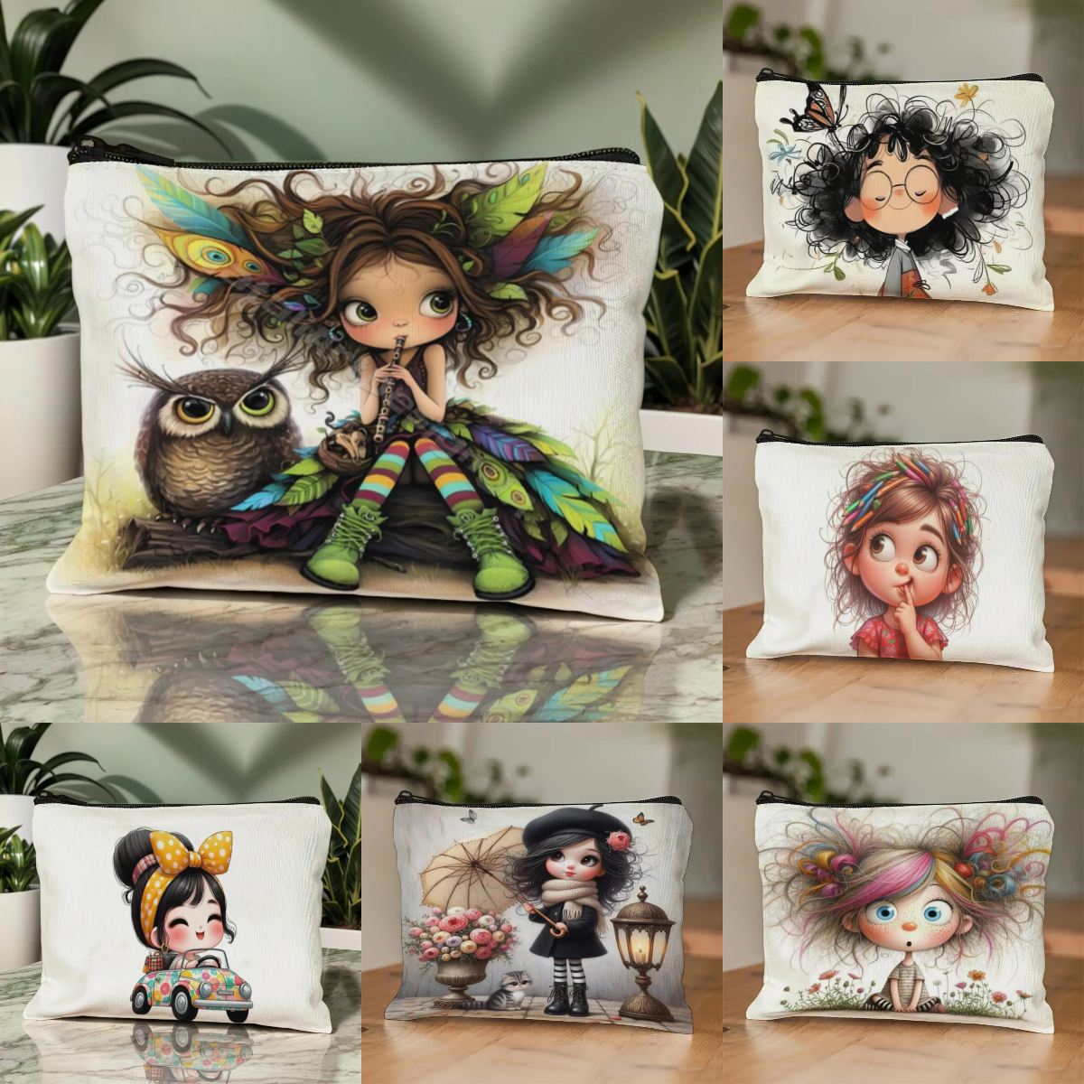 Cartoon Girl Makeup Bag Zipper - Case With Pencil Holder ulasan dan harga